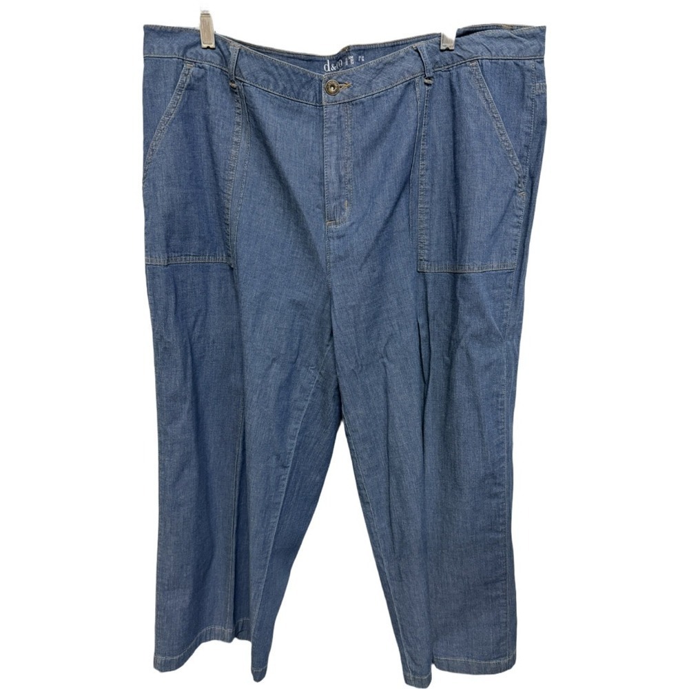 Denim & Co. Women's Lightweight Stretch Wide-Leg Crop Denim Pants Size 20W